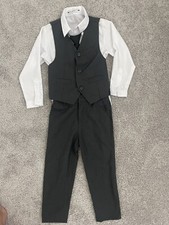 Boys 3 Piece Suit vest tie grey size 5
