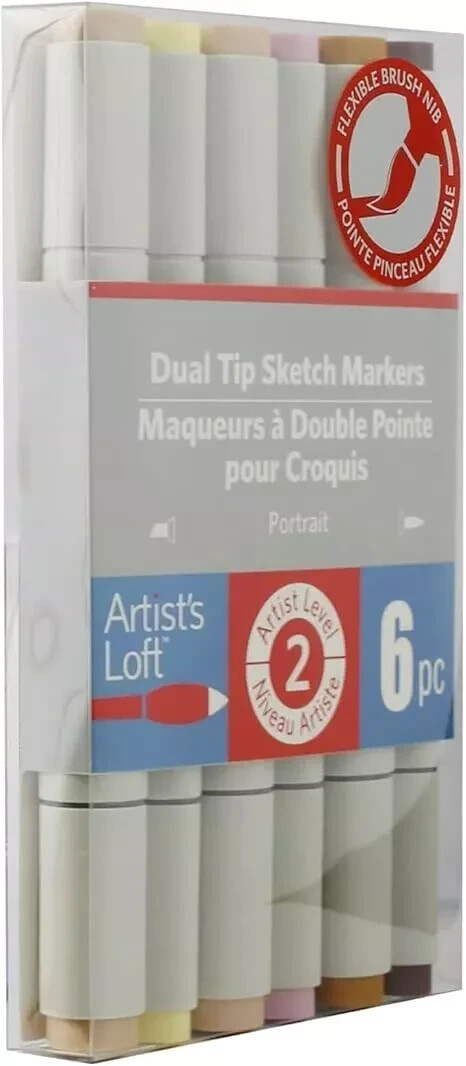 Artist's Loft Dual Tip Sketch Markers- 6pc Pastels New in