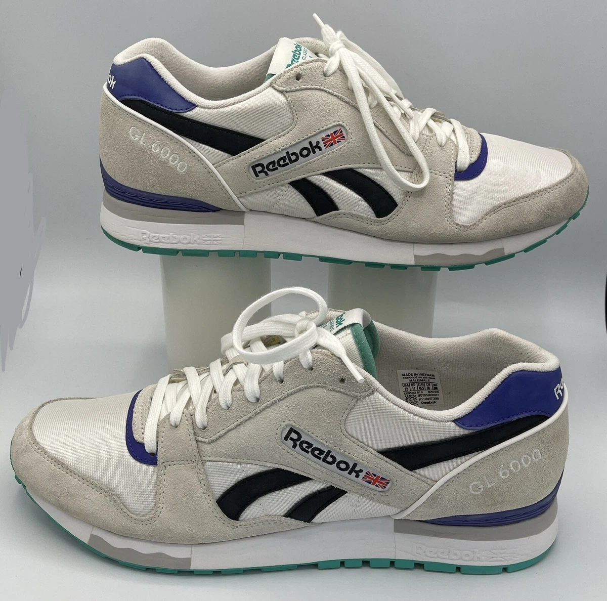 Relativ størrelse Hotellet rør Reebok GL6000 Classic Athletic Sneaker Mens Size 12 White Teal Purple HTF  Color | eBay