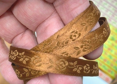 vintage trim novelty 3/8in ribbon flowers satin 1yd made in France - Picture 13 of 13