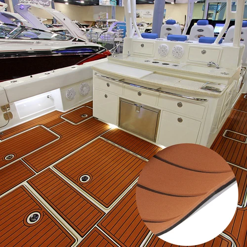 EVA Foam Mat Marine Carpet Yacht Boat Decking Teak Flooring Light Brown 240×90cm - Picture 9 of 22