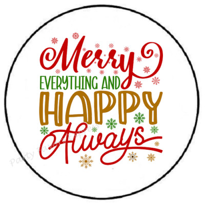 MERRY EVERYTHING AND HAPPY ALWAYS ENVELOPE SEALS LABELS STICKERS PARTY FAVORS