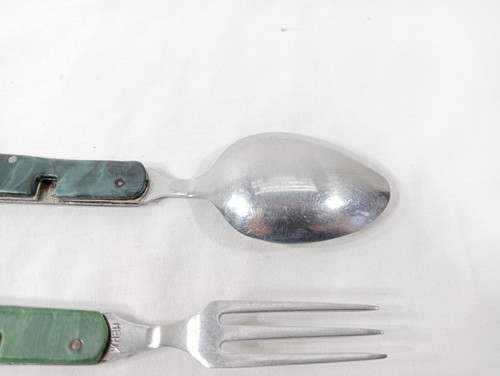 Tourist Set USSR Folding Fork And Spoon Opener Travel Camping Soviet Vintage - Picture 17 of 24