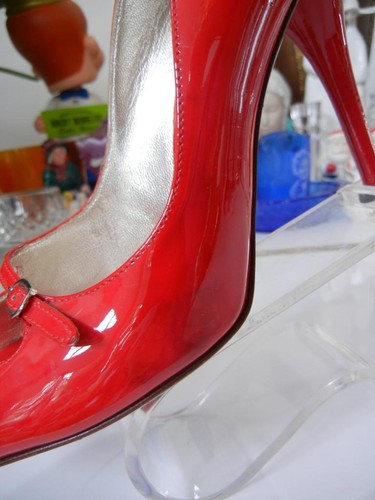 DOLCE & GABBANA RED PATENT LEATHER PEEP TOE STILETTO HEEL SHOES EU 38 USA 8 VGC - Picture 3 of 13