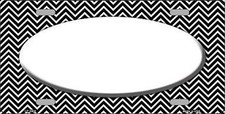 Black And White Chevron Pattern Metal License Plate