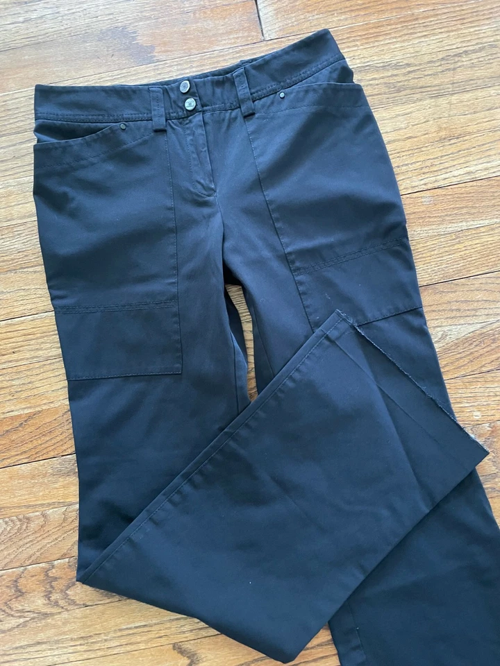 Vintage 2000s Y2K Tommy Hilfiger Nylon Cotton Bootcut Black Chinos Pants 4 x 32 - Image 2 of 4