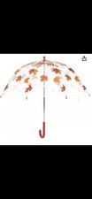Amazon Basics Kids Clear Bubble Umbrella with Maple leaf pattern