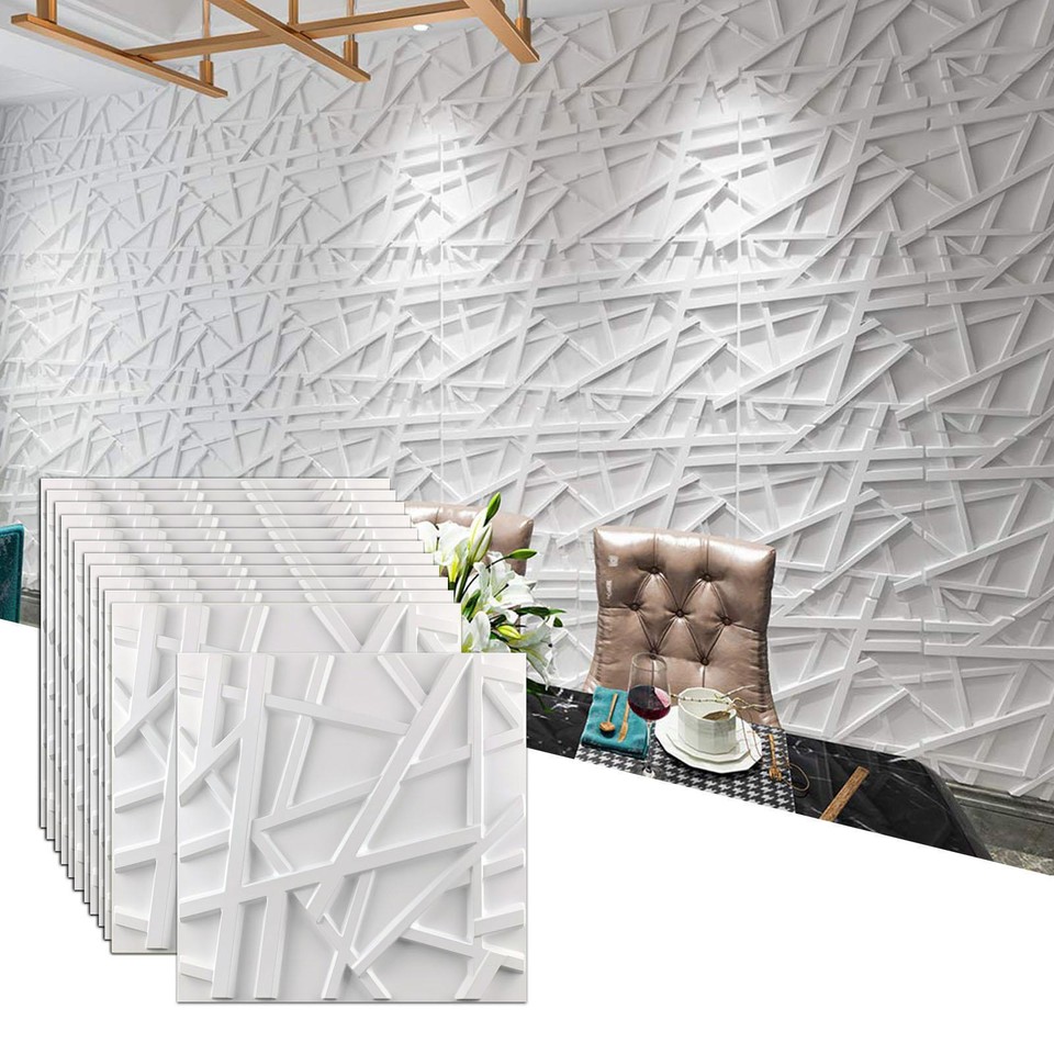 48PCS Tiles 3D Wall Panels PVC Tiles Textured Bricks Art Design DIY