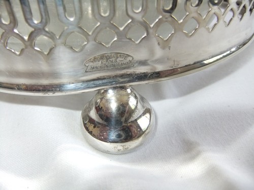 Vintage Silver Plate Fretted Holder with Glass Bowl, Yeoman, Birmingham. 8x17 cm - Picture 4 of 12