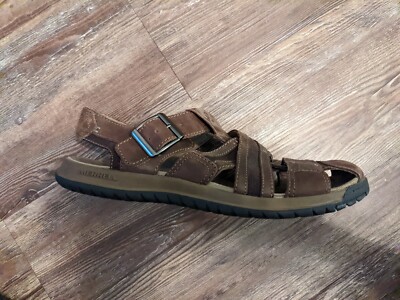 Merrell Espresso mens brown leather fisherman sandals size  display picture 1