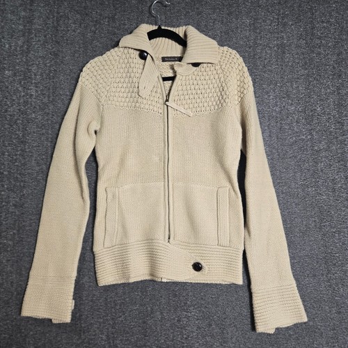 Womens Nicholas K Ashton Sweater Beige Sz L Knit Full Zip Button Active Endev