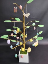 18 Inch Bendable Easter Spring Tree 27 Wooden Painted Ornaments White Wood Base