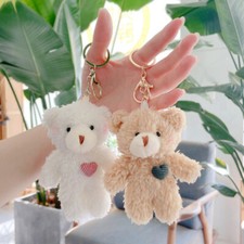 Mini Cute Bear Plush Keychain Women Men Soft Fluffy Key Chain Doll Bag Pendant  