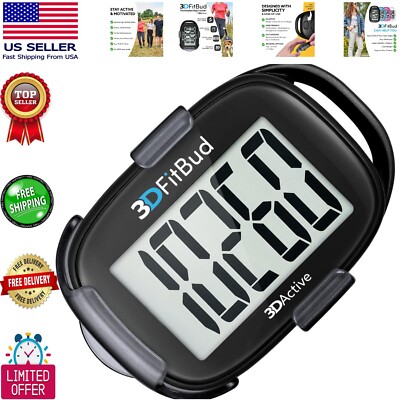 3DFitBud 3D Pedometer with Clip - Accurate Step Counter for All Fitness Levels