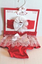 Nursery Rhyme Christmas Diaper Cover  Santa Claus Headband for Baby Girl NEW