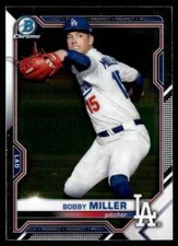 2021 Bowman Chrome Prospects Atomic Refractor Bobby Miller Los Angeles Dodgers