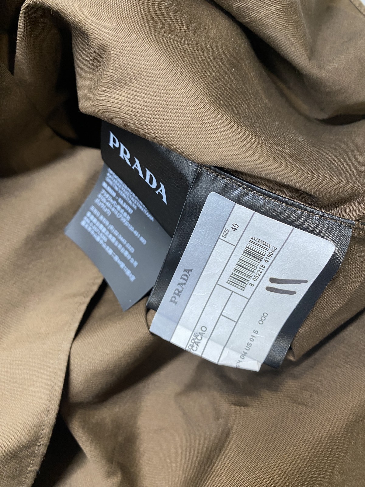 Prada Mens Short Sleeve Cotton Blend Button-Up Shirt Size 40 Brown thumbnail 14