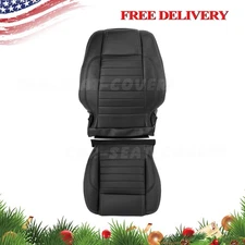 For 2010 2011 2012 Ford Mustang GT Driver Bottom & Top Leather Seat Cover Black