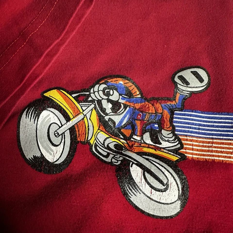 Camisa De Colección Y2K No Fear Para Hombre Mediana Roja Calavera Rider MX Moto Hecha en EE. UU. Foto 3 de 4