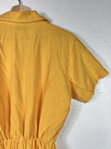 Willow Ridge VTG Romper Short Sleeve Elastic Waist Collared Bright Yellow - Picture 8 of 12