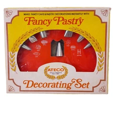 Vintage Ateco Fancy Pastry Decorating Set 7 Piping Nozzles Tips 334 NO ICING BAG