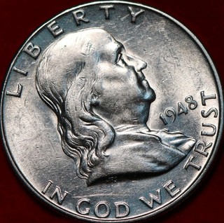 Uncirculated 1948 D Denver Mint Silver Franklin Half