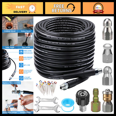 #ad 100FT Sewer Jetter Kit for Pressure Washer 5800PSI Drain Cleaning Hose amp; Nozzle $102.59