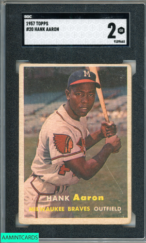 1957 TOPPS HANK AARON #20 BRAVES HOF SGC 2 GD - Picture 1 of 3