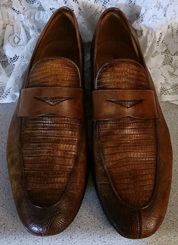 Accattivanti mocassini Saks Fifth Avenue Magnanni originali con lucertola 10,5 M - Foto 9 di 16