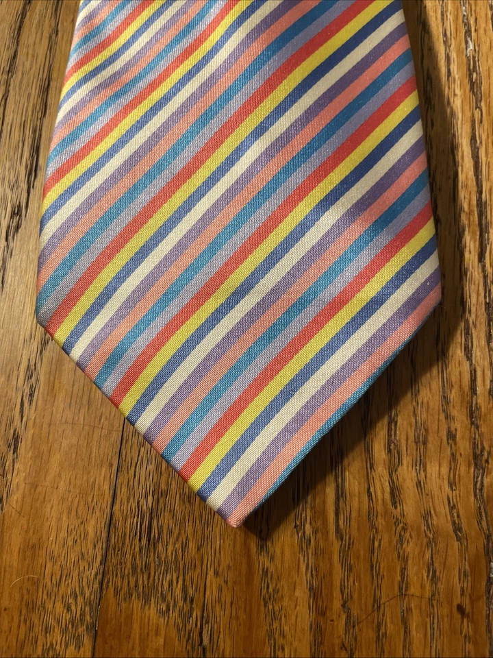 EUC Duchamp London Colorful Striped Silk Tie Necktie Hand Made In England UK - Image 3 of 4
