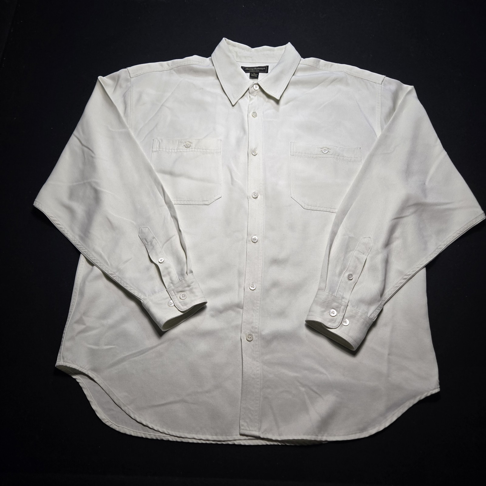 VTG Tommy Bahama Island Soft Men's Button Down Long Sleeve Shirt XL White Tencel