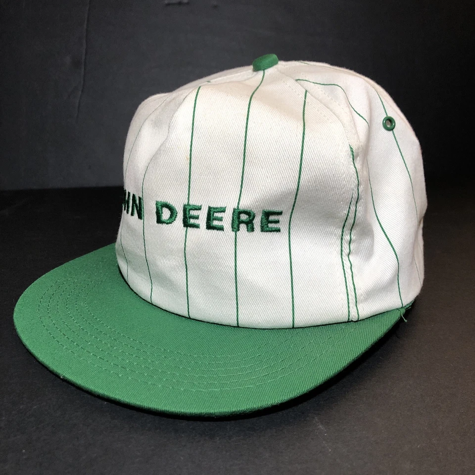 Gorra gorra vintage NOS JOHN DEERE K-Products Snapback hecha en EE. UU. a rayas Foto 3 de 4