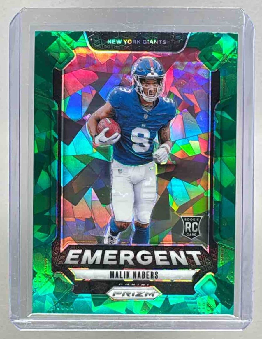 Malik Nabers 2024 Panini Prizm #6 Green Ice Emergent Rookie RC