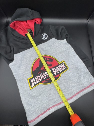Jurassic Park Movie Logo Colorblock Hoodie RED Grey Black Youth 7 Jurassic World - Picture 7 of 7