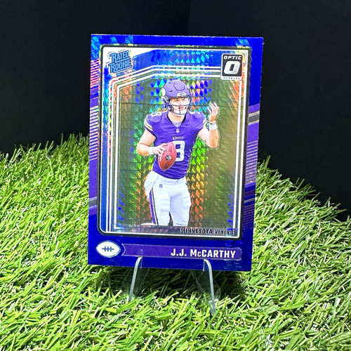 Panini 2024 Donruss Optic Rated Rookie J.J. McCarthy #235 RC Blue Hyper