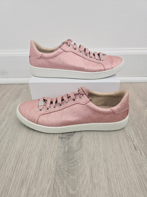 Ugg Milo Pink Glitter Lace Up Low Top Sparkle Sneaker Shoes Womens Size 10