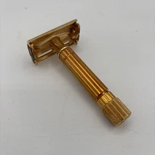 Vintage Military issue Gillette Aristocrat  DE Safety Razor Gold Tone