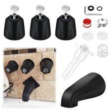 Tub Shower Trim Kit – 3 Piece Shower Knob (No Flange Base) with 4-in-1 Tub Sp...