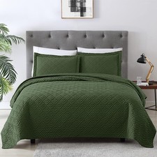 EXQ Home Quilt Set Full Quilts Queen Size Olive Green 3 Piece,Lightweight Soft