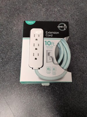 Decor 10  Extension Cord New In Package. Light Green And White Rope Cover