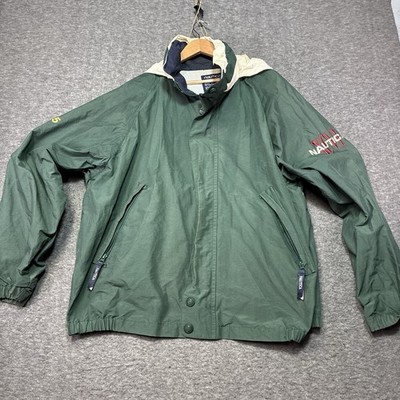 Vintage 90s Nautica Competition Jacket Men 2XL Green Full Zip Windbreaker Retro