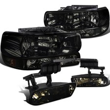 For EURO SMOKE 99-02 CHEVY SILVERADO HEADLIGHTS BUMPER LAMPS w/FOG LIGHT KIT