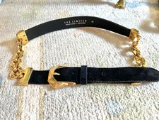 The Limited Made In Italy Women  s Black Leather Gold Tone Accent Belt Sz Medium