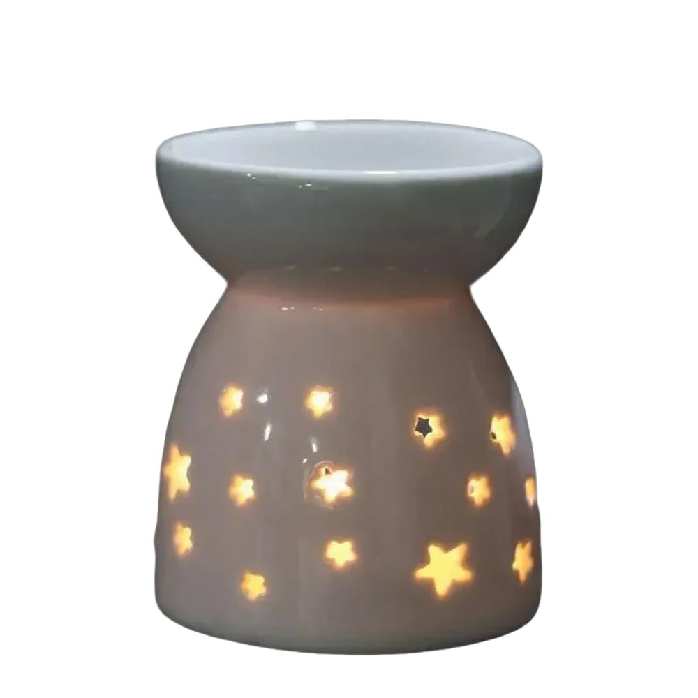 Ceramic Candle Warmer with Skeletonized Star Design for Night Light-image