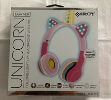 Sentry Unicorn Headphones Light Up Microphone Kids Pink Yellow NEW SEALED