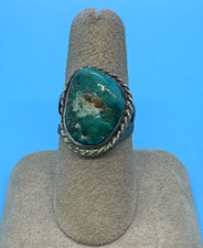 Vintage 925 Sterling Silver Turquoise Southwest Native Ring 6.5g Size 7.5 R6