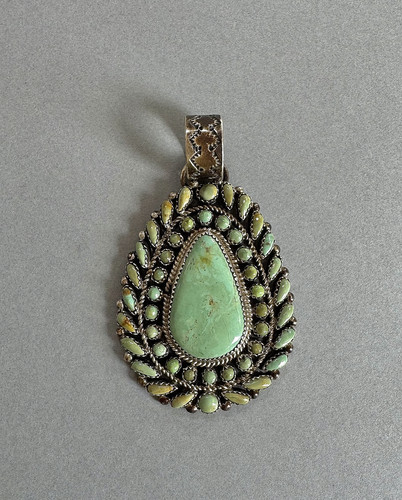 Vintage Navajo Sterling Silver And Turquoise Pendant Signed R.Charley