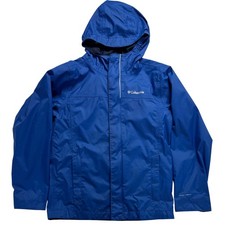Columbia Boys Blue Omni-Tech Waterproof Rain Jacket Hooded Size Small 8