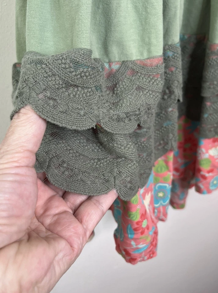 Vestido sin mangas Matilda Jane niños talla 4 niño XS rosa verde floral con volantes elástico Foto 2 de 4