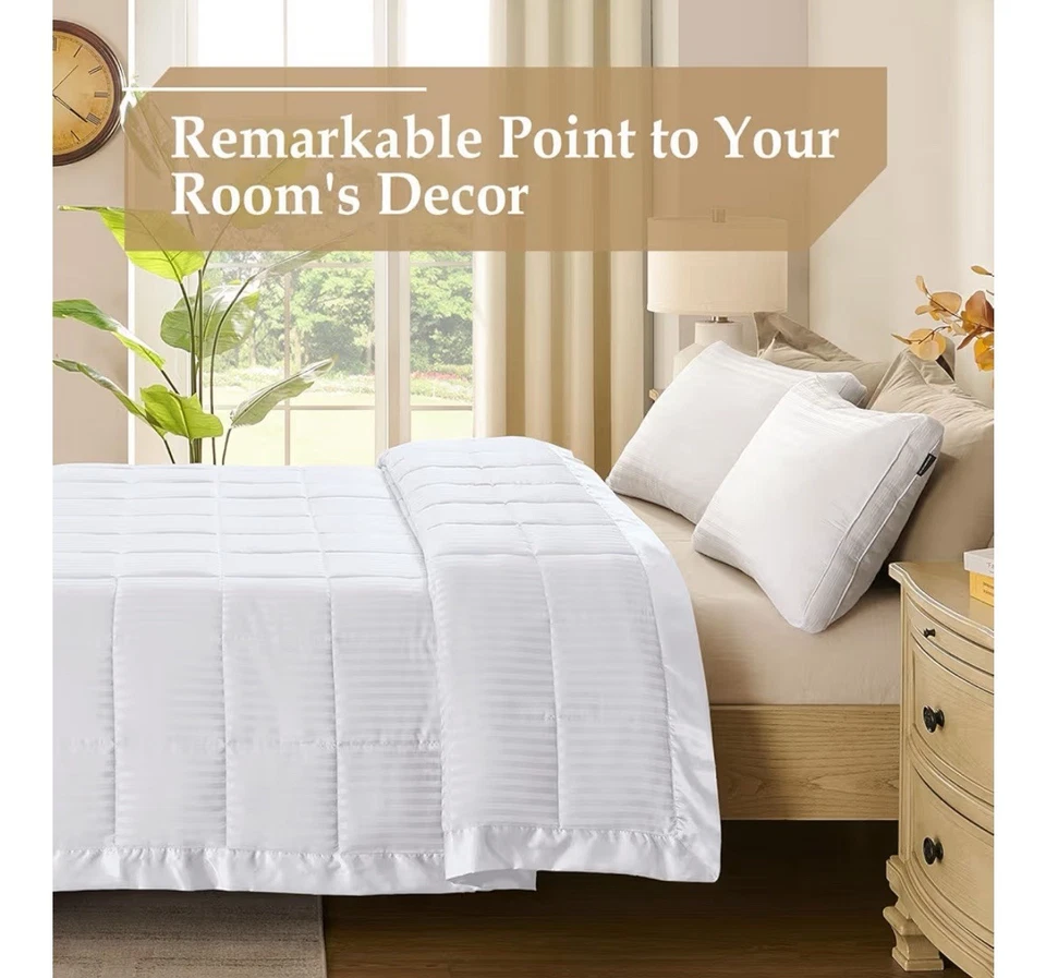 King Size Blanket with Satin Trim, Lightweight down Alternative King Blanket for - Image 3 of 4